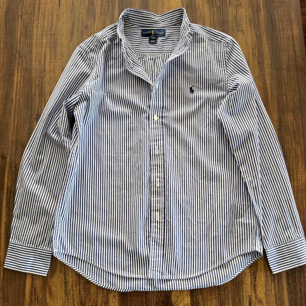 Ralph Lauren Blue and White Striped Casual Shirt